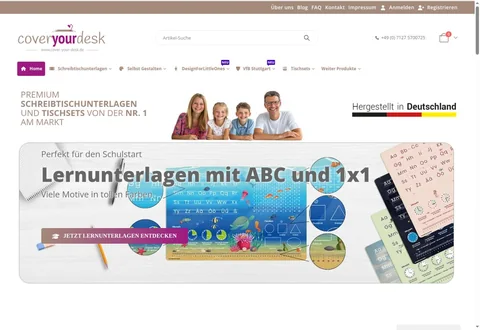 Screenshot der Startseite von cover-your-desk
